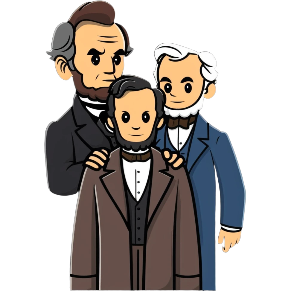 Stephen Douglas standing on Abraham Lincoln's shoulders emoji