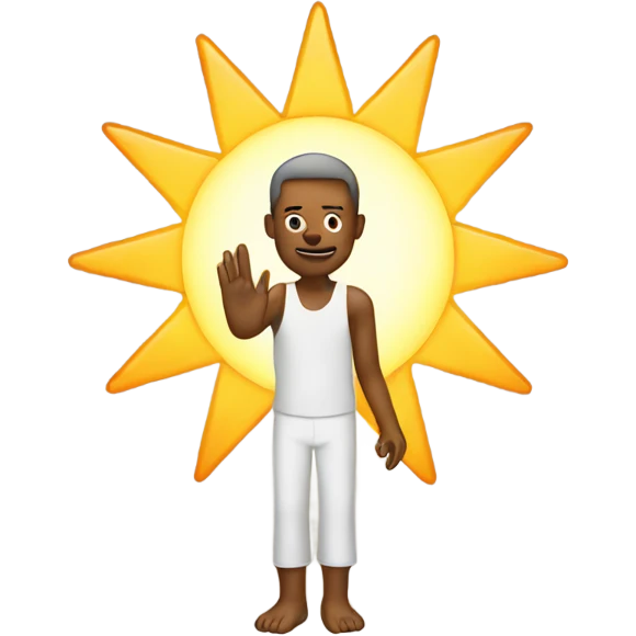 A man holding his palm outstretched to the sun emoji