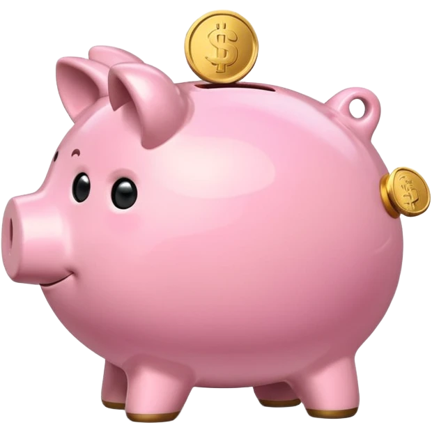piggy bank with a coin emoji