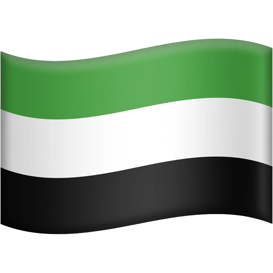 An emoji of a waving flag with three horizontal stripes of colors green, white and black emoji