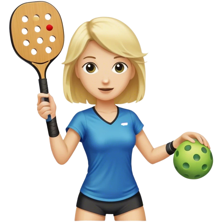 Woman with blond hair playing pickleball emoji