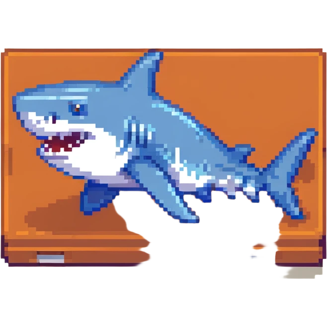 shark with blue shoes pixel art emoji