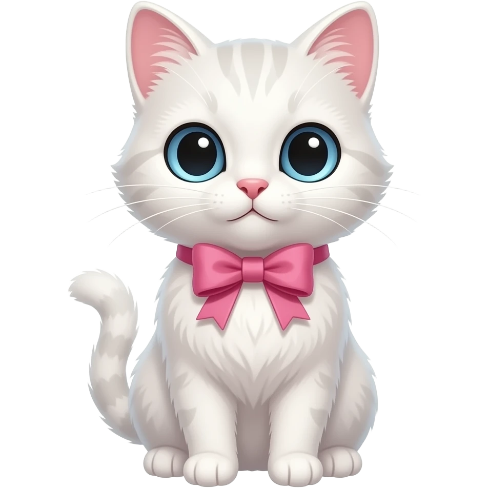 a white girly cat with a pink bow emoji