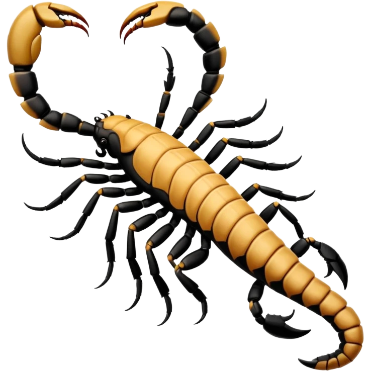 A 3D cartoon scorpion tattoo on a forearm, black ink, detailed stinger and claws, soft lighting, Memoji-style realism. emoji