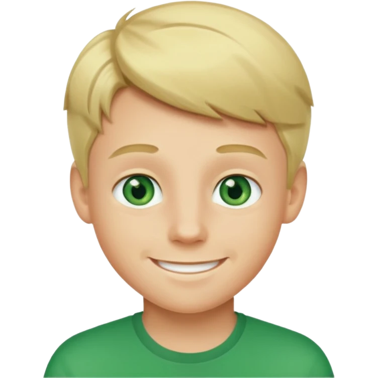 blond boy with green eye colour smiling emoji