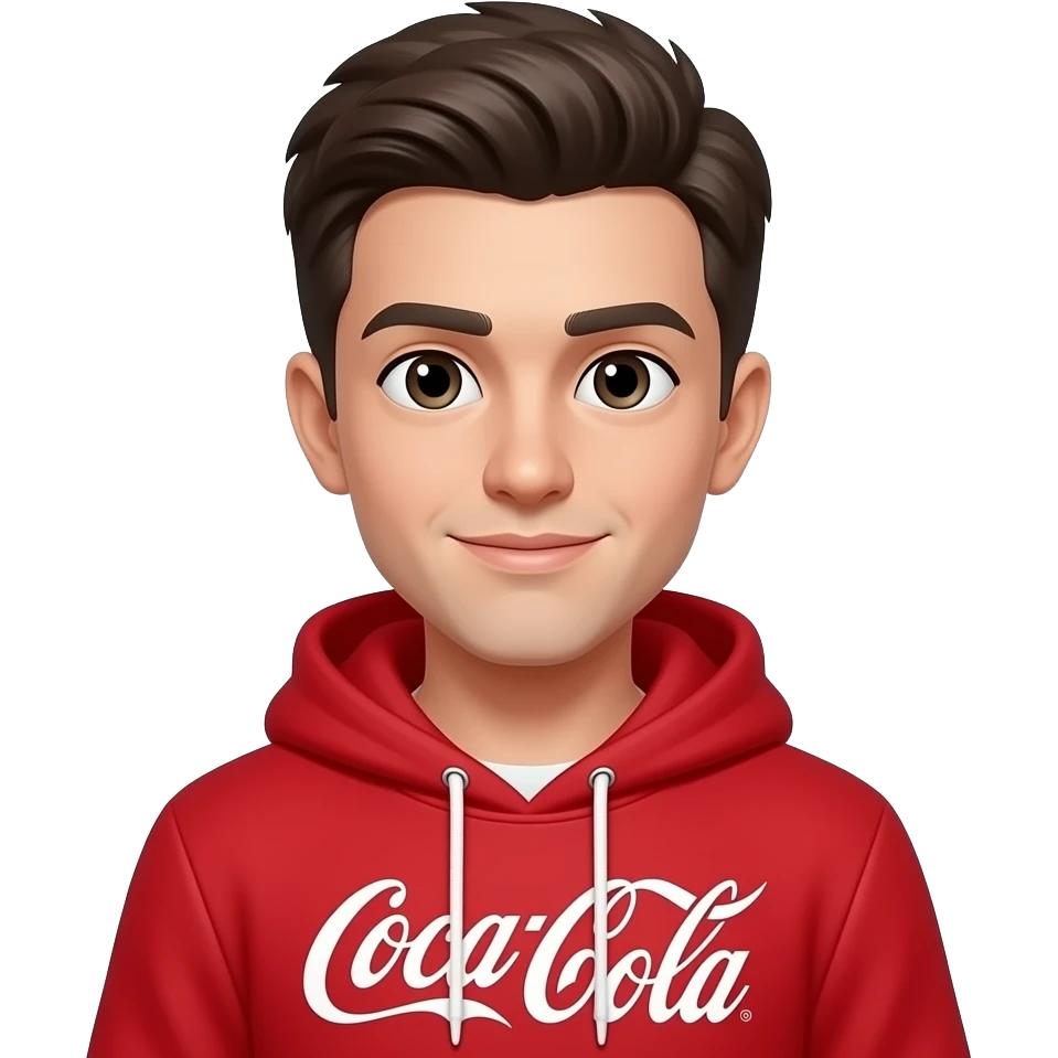 young man wearing coca coka hoodir emoji