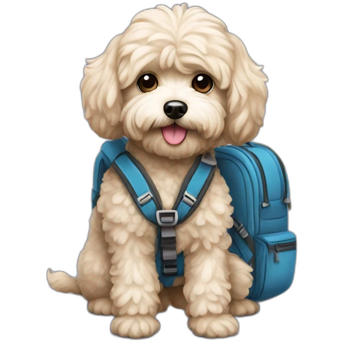 traveler maltipoo with backpack emoji
