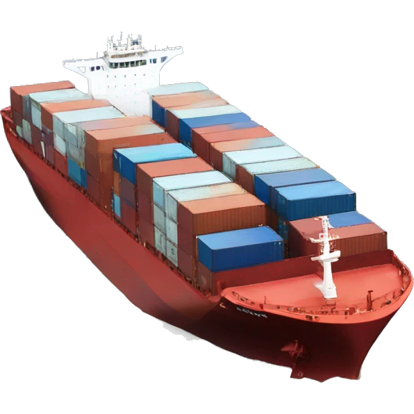 container ship from side perspective, breaking the waves slightly tilted emoji