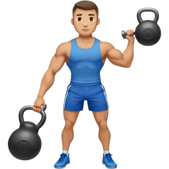 jacked man with blue shorts holding kettlebell emoji
