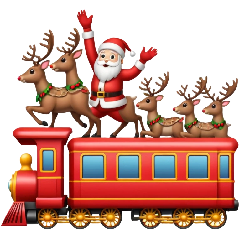 treno do papai noel com varias renas de natal com papai noel  emoji