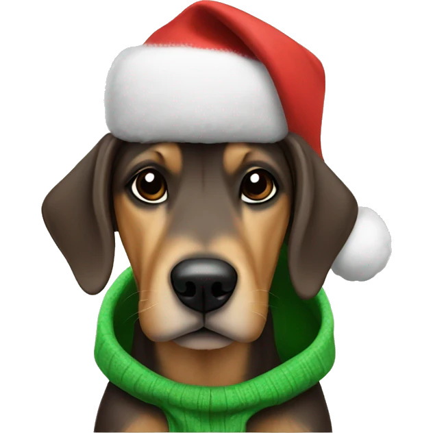Dog wearing a christmas hoodie emoji