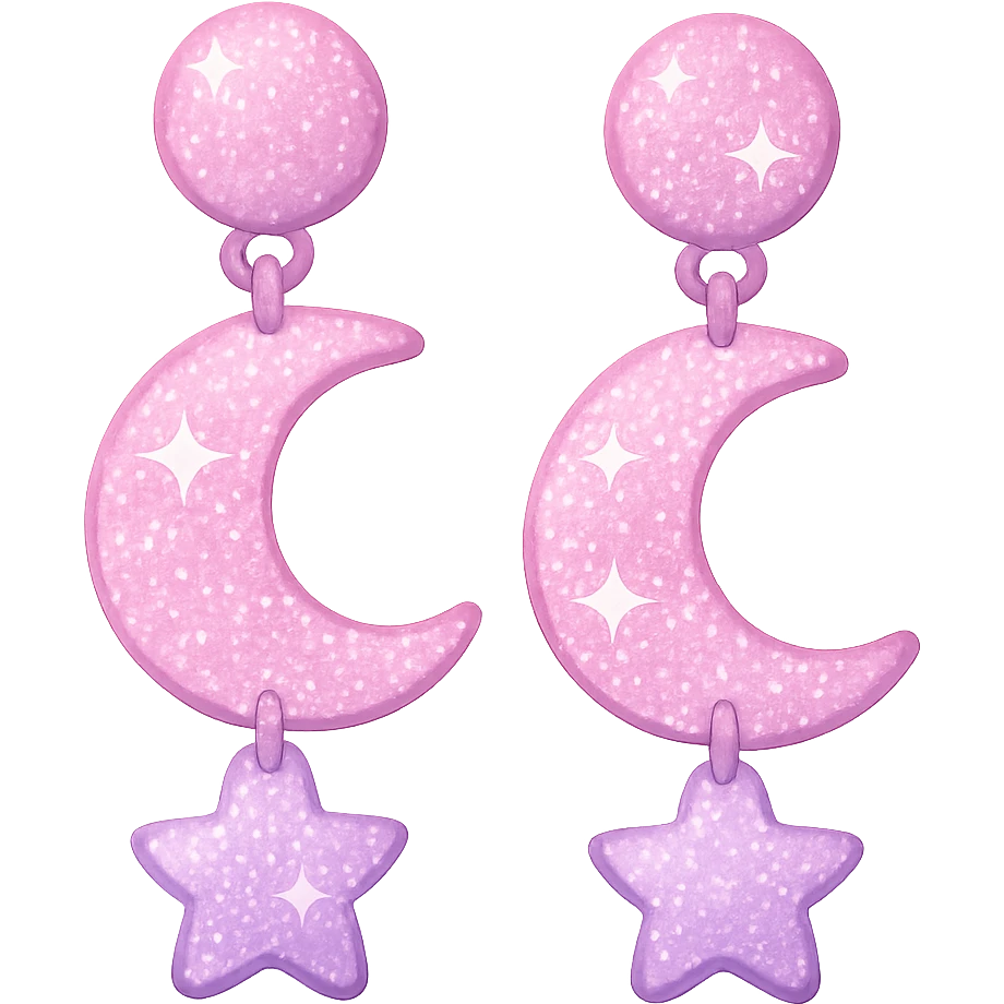 girly sparkling earrings, cute, shiny emoji