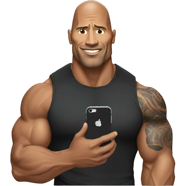 the rock holding an iphone emoji