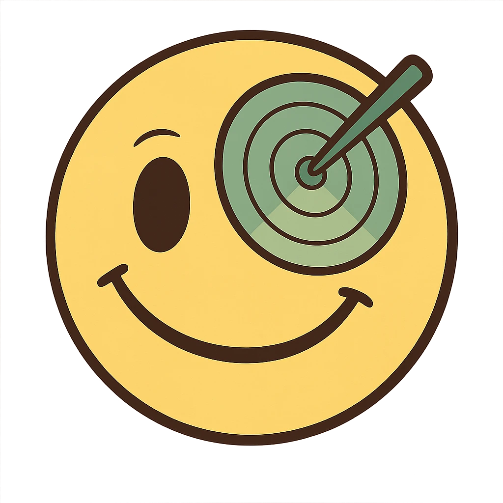 smiley face with sonar in flat toon style emoji