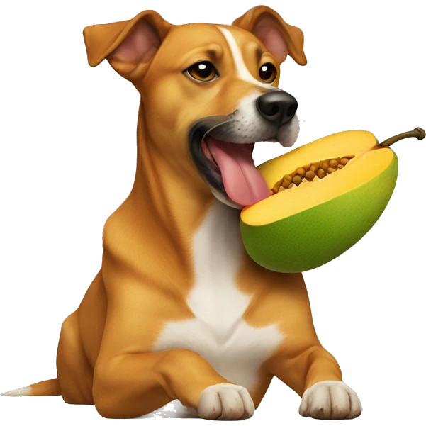 Dog sucking mango emoji