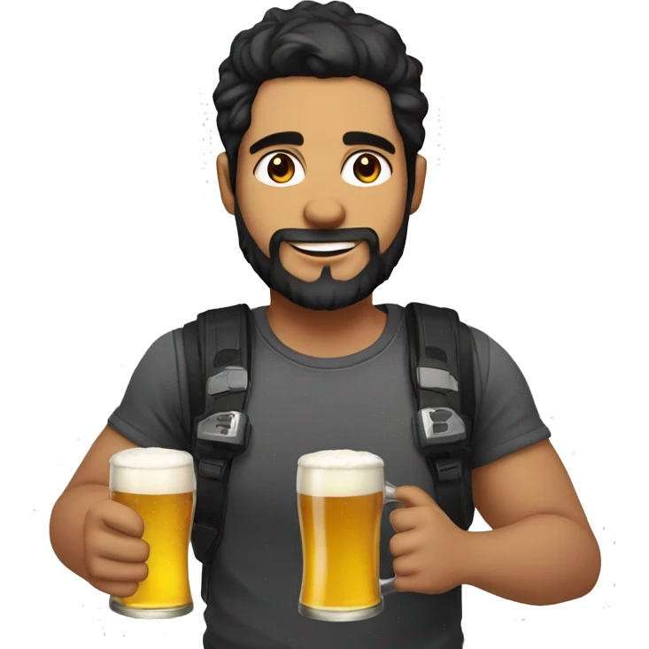 Gamer 28 years old with beard black hair with a beer  emoji