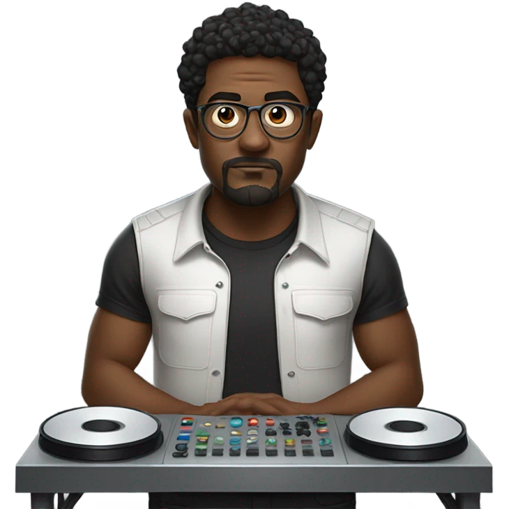 A beatmaker men with a 16-pad drum machine emoji  emoji