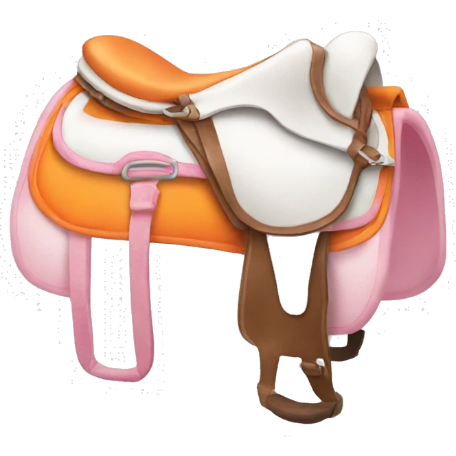 White pink and orange horse saddle emoji