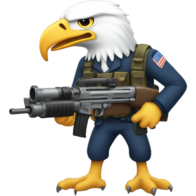 Bald eagle with machine gun emoji