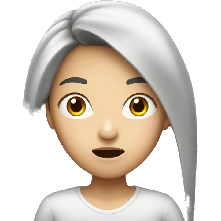 Asian woman long hair surprised  emoji