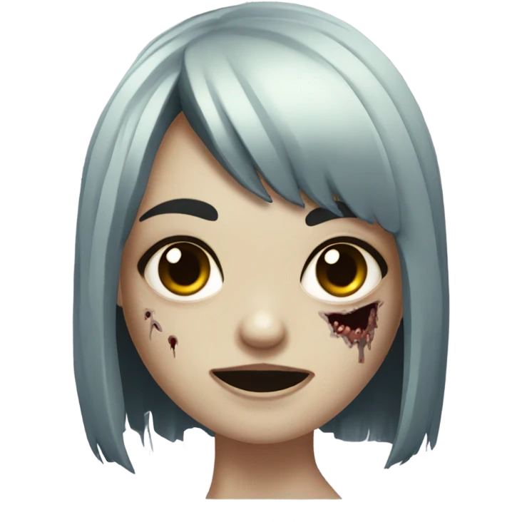 zombie girl short black hair with bangs emoji  emoji