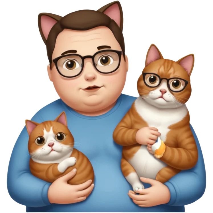 Obese person eating beans and dogs with massive eyes and a pet on their shoulder emoji