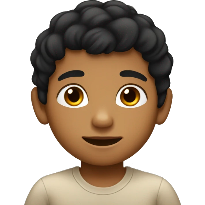 Little tan kid with black hair and middle part brown eyes  emoji