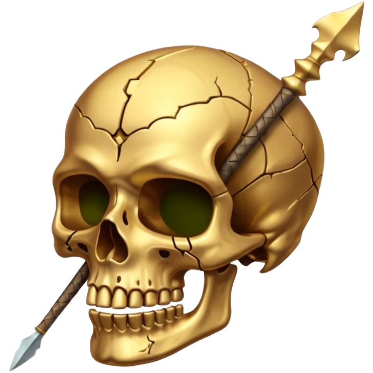 broken gold skull by a spear emoji