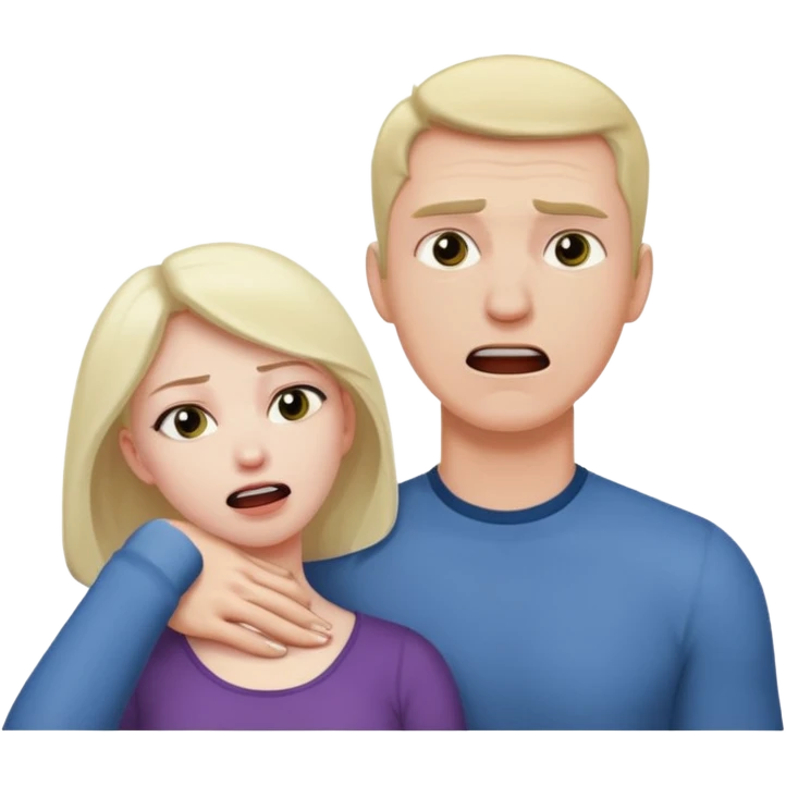 Un homme possessif qui essaye d’attraper le cou de sa femme emoji
