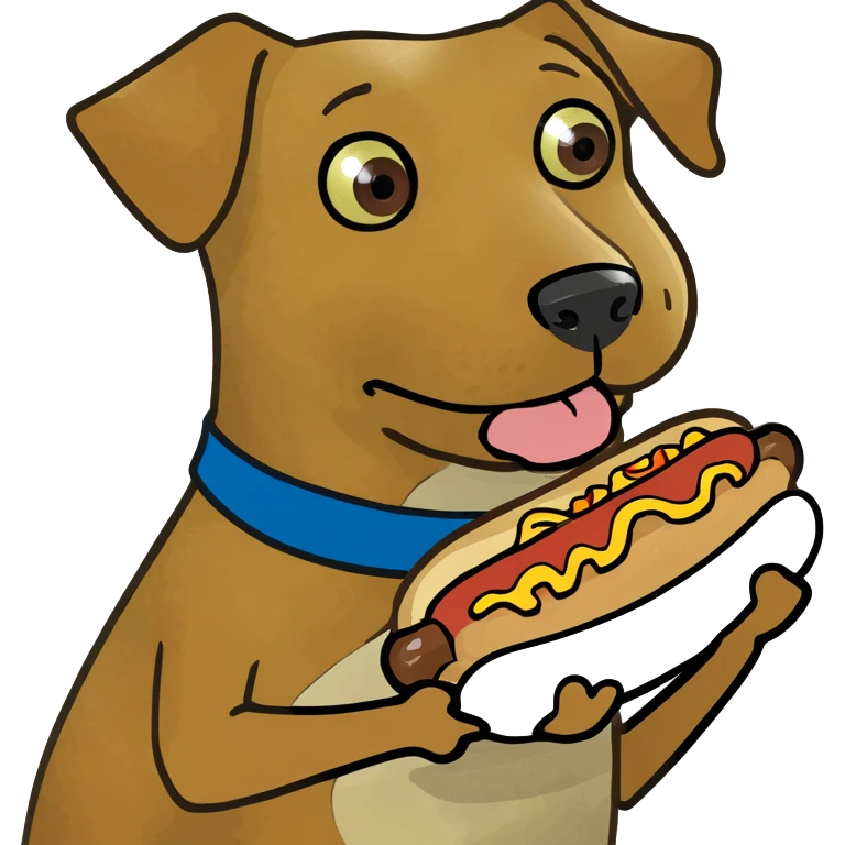 dog holding a chili dog  emoji