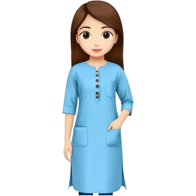 Straight-cut plain kurti with buttons and pockets emoji