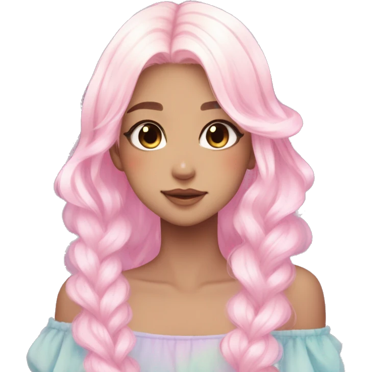 Gorgeous Beautiful Blushing Petite Colorful-Shiny-Pastel-Fairy-Anime-Girl with beautiful gradient pastel hair aesthetic emoji