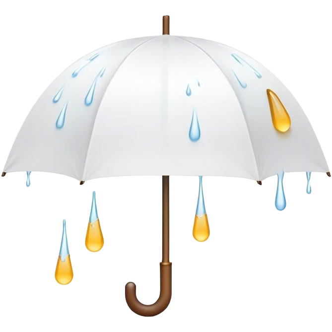Cinematic realistic emojis in the form of a white umbrella dripping with rain emoji