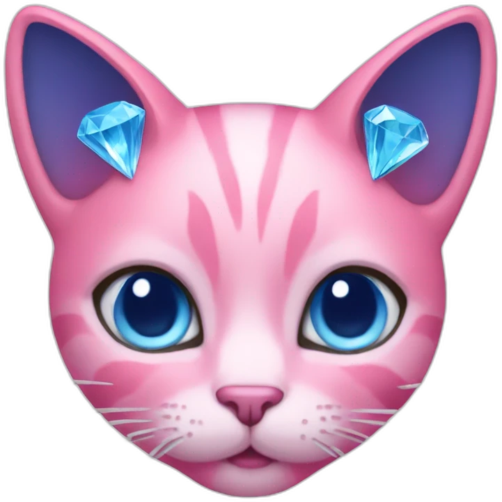 pink cat with blue diamonds around her neck emoji