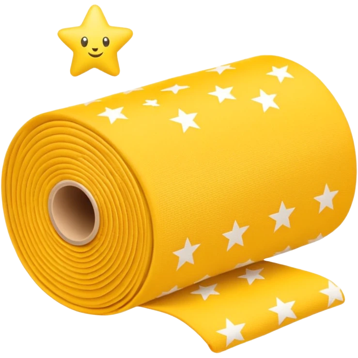 yellow roll of fabric with star pattern, smart fabric, high-tech textile emoji