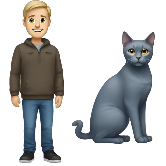 A man and russian blue cat emoji