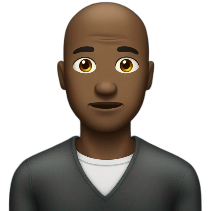 frowning black man balding emoji
