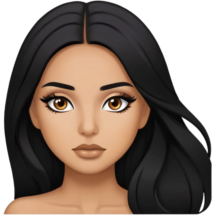 latina, baddie,pretty, brown eyes, makeup, black eyeliner, long hair emoji