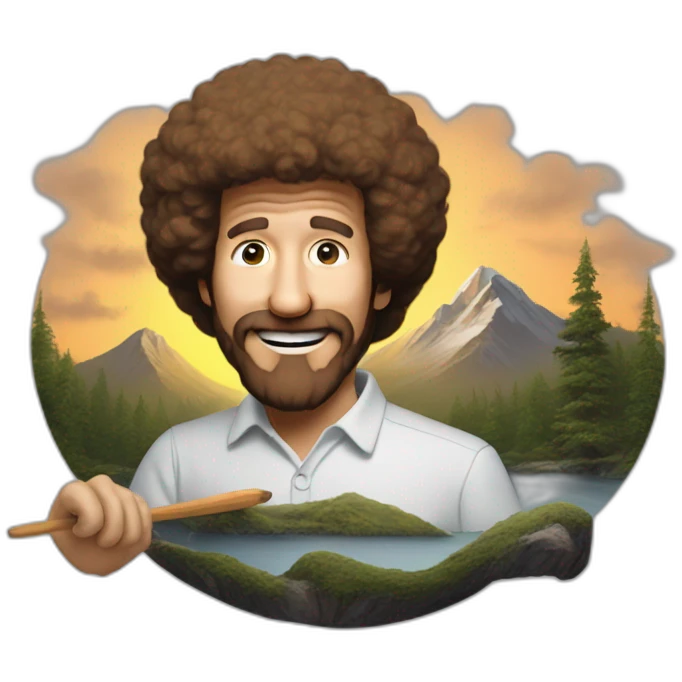 bob ross painting a picture emoji