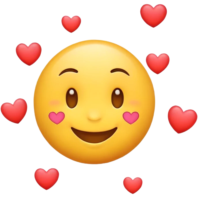 Smiling cute emoji with hearts emoji