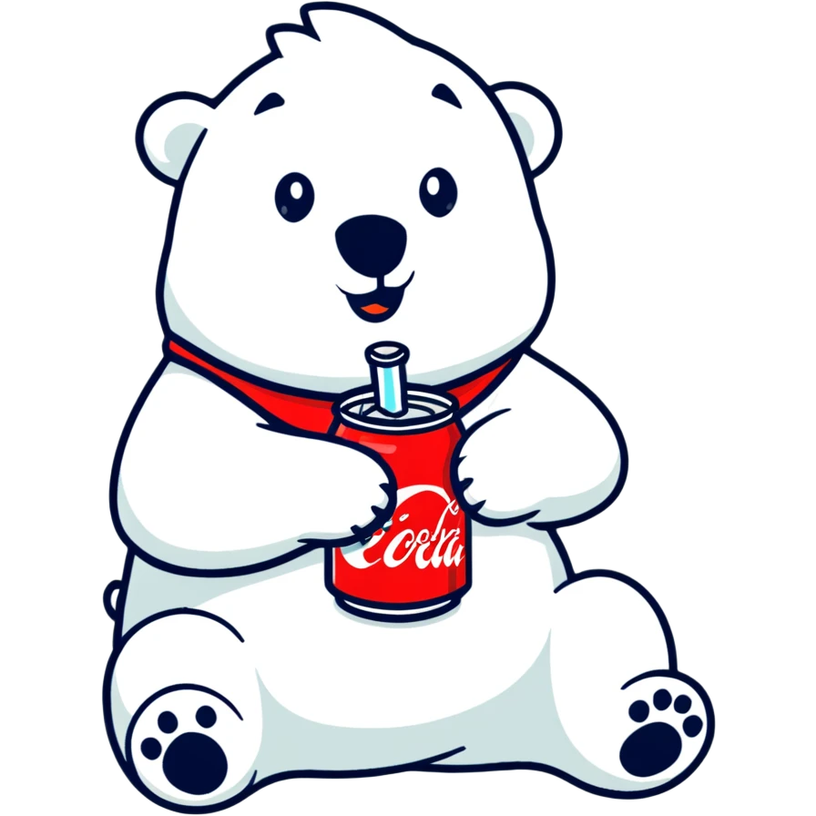 polar bear in a Hawaiian shirt drinking Coca Cola emoji