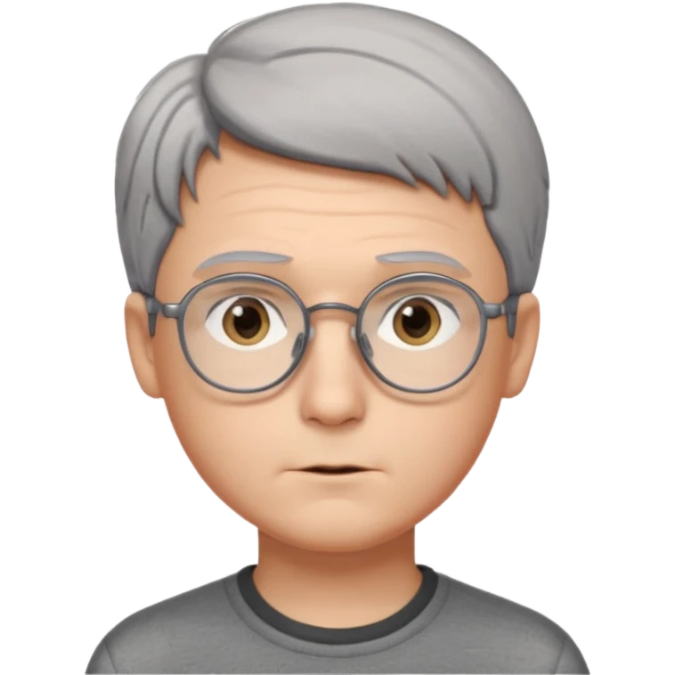 GREY HAIR teen boy with medium short middle parted hair, GREY eyes, SQUARED Glasses looking judging to the Side emoji