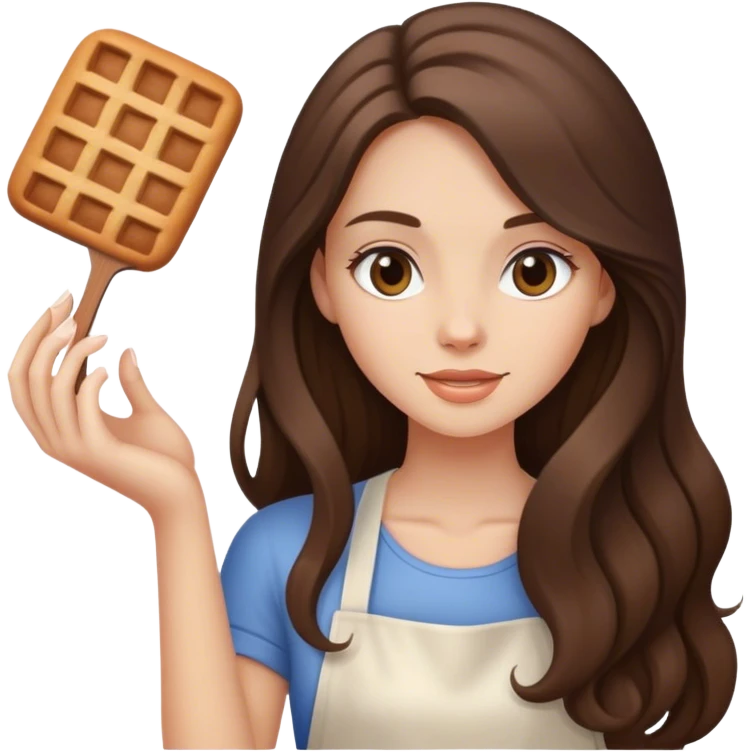 beautiful pale brunette girl with long hair baking emoji
