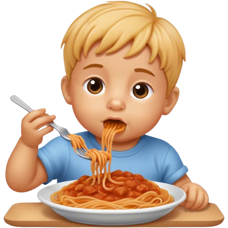 a baby eating spageti emoji