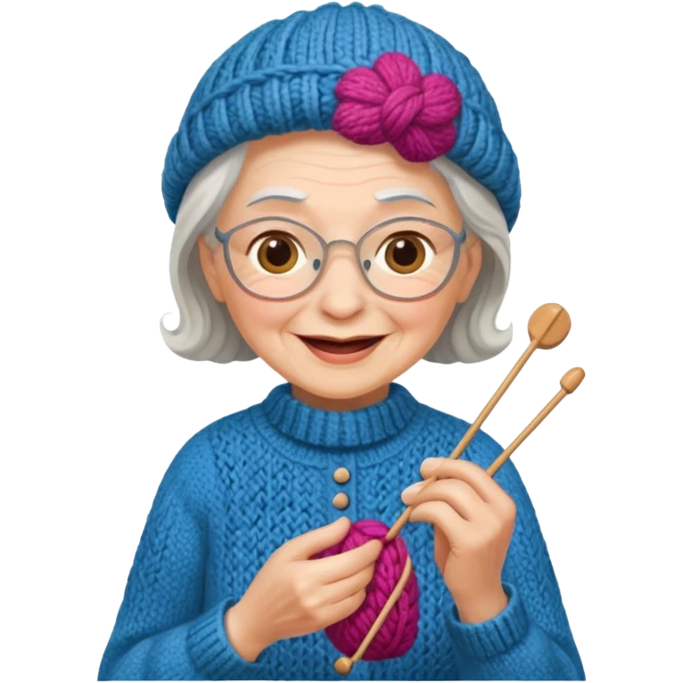 elderly woman knitting emoji