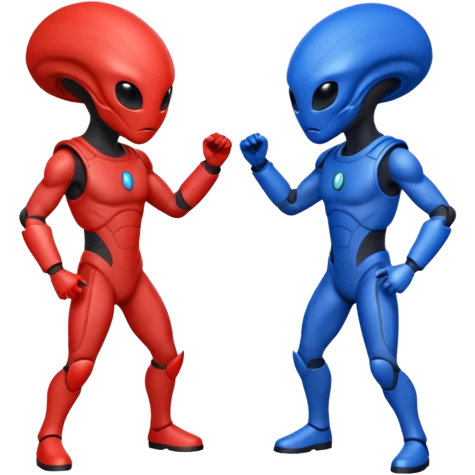 
two alien sparring, red uniform and blue unidorm
 emoji