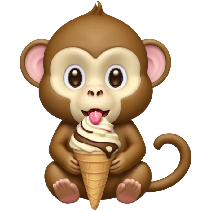 a monkey with an ice cream cone coming out of its mouth emoji