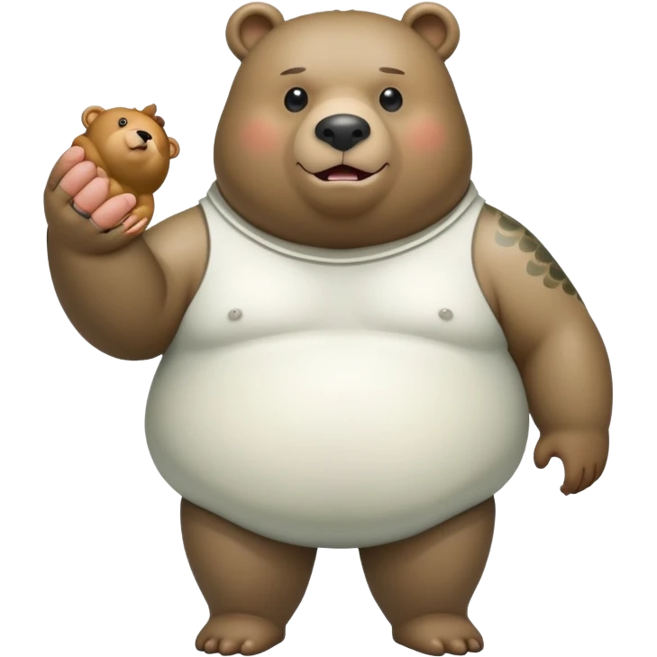 trota with bear arms and overweight human body emoji
