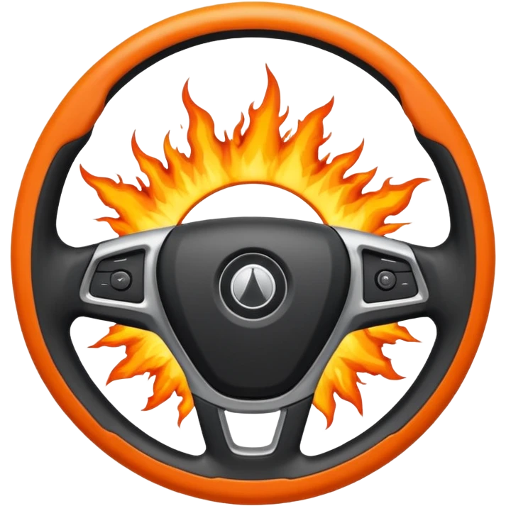 a car steering wheel with an explosion in the center emoji