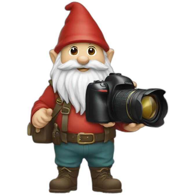 gnome holding a camera in his hands emoji